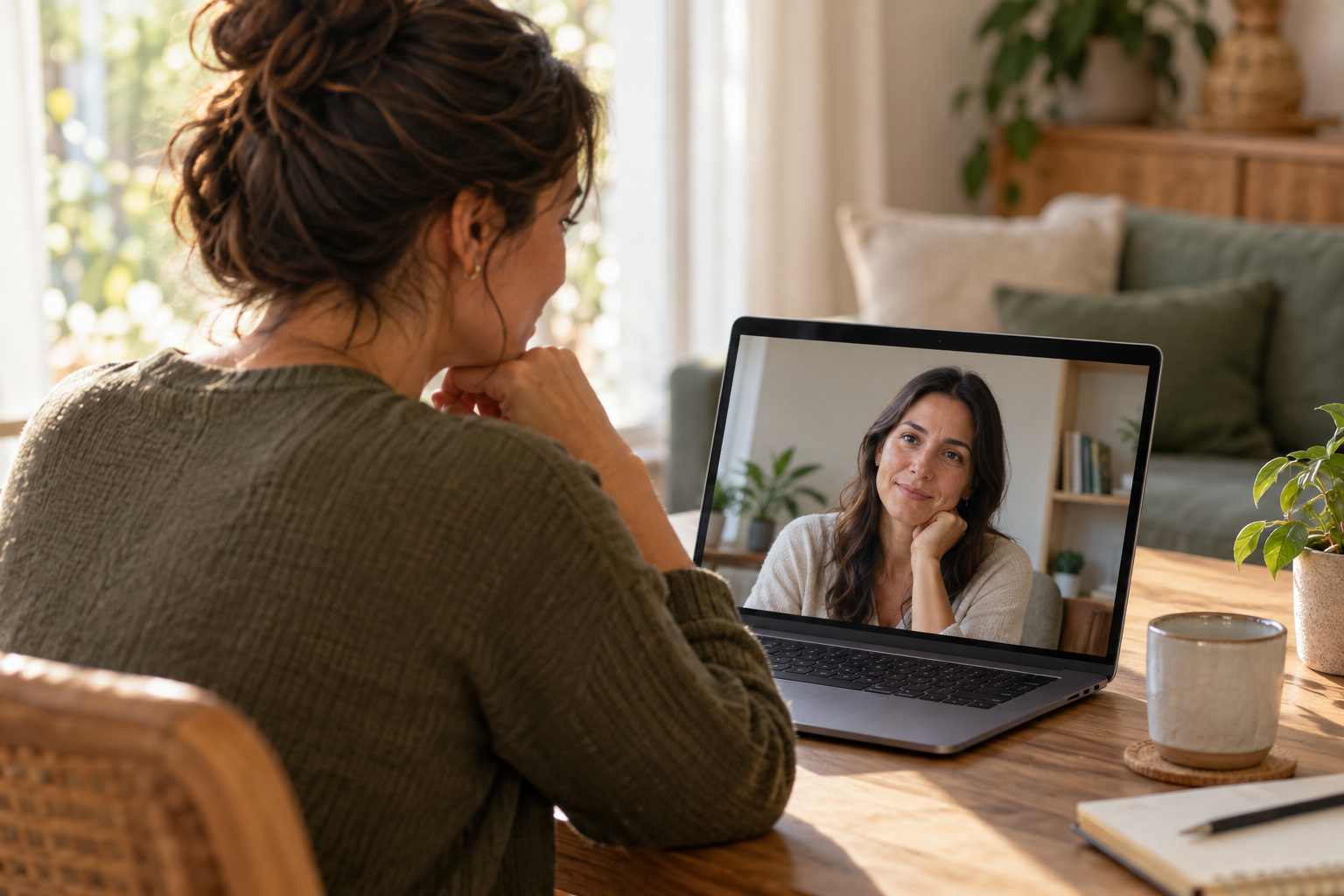 Imagen ilustrativa de dos personas conversando por videollamada